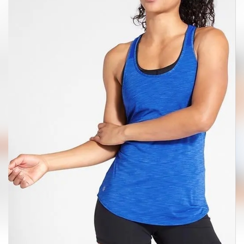 Athleta Box Jump Tank Top Blue With‎ Black Built In Bra Size S